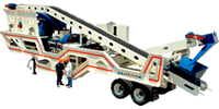 3' cone crusher, on wheels, with screen and close-circuit in transport position